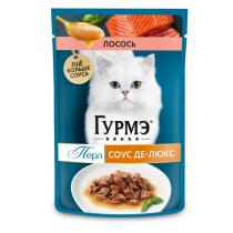Влажный корм Гурмэ Перл Соус Де-люкс для кошек, с лососем в роскошном соусе, Пауч, 75 г