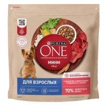 Сухой корм Purina ONE® для взрослых собак мелких и карликовых пород м, с высоким содержанием говядины и рисом