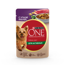 Влажный корм Purina ONE® МИНИ для активных собак с уткой, пастой и зеленой фасолью в подливе  