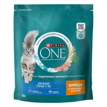 Сухой корм Purina ONE® полнорационный для кошек старше 11 лет, с высоким содержанием курицы