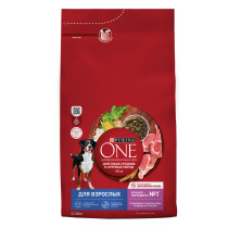 Сухой корм Purina ONE® полнорационный для взрослых собак средних и крупных пород, с высоким содержанием ягненка и рисом