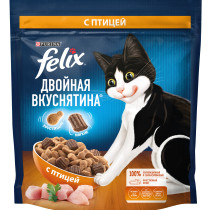 Сухой корм FELIX® Двойная Вкуснятина® для взрослых кошек, с птицей, Пакет, 600г