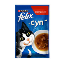 Влажный корм FELIX® Суп для взрослых кошек, с говядиной, пауч, 48г