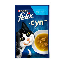 Влажный корм FELIX® Суп для взрослых кошек, с треской, пауч, 48г