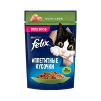 Влажный корм FELIX® Аппетитные кусочки для взрослых кошек, с кроликом в желе 75 г