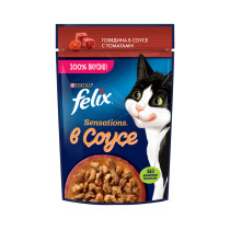 Влажный корм FELIX® Sensations для взрослых кошек, с говядиной в соусе с томатами 75 г