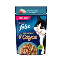 Влажный корм FELIX® Sensations для взрослых кошек, с треской в соусе с томатами 75 г