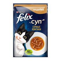 FELIX® Суп. Сочные Ломтики. Корм консервированный неполнорационный для взрослых кошек, с индейкой