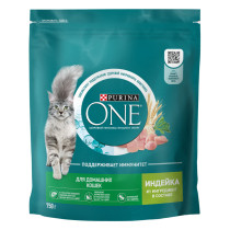 Сухой корм Purina ONE для взрослых кошек, живущих в домашних условиях, с высоким содержанием индейки и цельными злаками