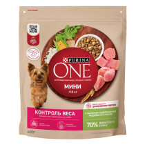 Сухой корм Purina ONE® МИНИ Здоровый вес для собак мелких пород, склонных к набору веса, с высоким содержанием индейки и с рисом