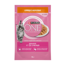Влажный корм Purina ONE® для котят, с курицей и морковью, Пауч, 75 г