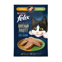 Влажный корм FELIX® Вкусный паштет для взрослых кошек, со вкусом курицы и кролика