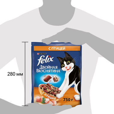 Сухой корм Felix® Двойная вкуснятина для домашних кошек, с птицей