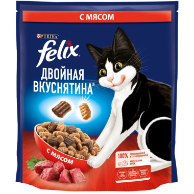Двойная вкуснятина для домашних кошек, с мясом