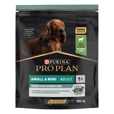 Сухой корм PRO PLAN® для взрослых собак мелких и карликовых пород с чувствительным пищеварением. Высокое содержание ягненка