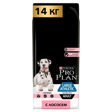 Сухой корм PRO PLAN® для взрослых собак крупных пород с атлетическим телосложением с чувствительной кожей. Высокое содержание лосося