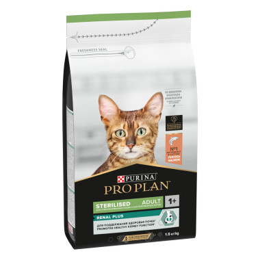 Сухой корм PRO PLAN® для взрослых стерилизованных кошек и кастрированных котов, с высоким содержанием лосося