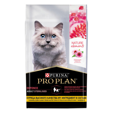 Сухой корм Pro Plan Nature Elements для взрослых стерилизованных кошек и кастрированных котов, с высоким содержанием курицы
