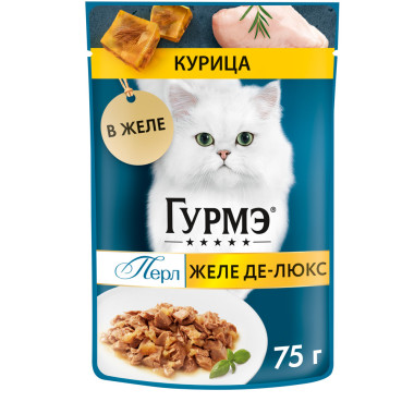 Влажный корм Гурмэ Желе Де-Люкс для кошек, с курицей в роскошном желе 75 г