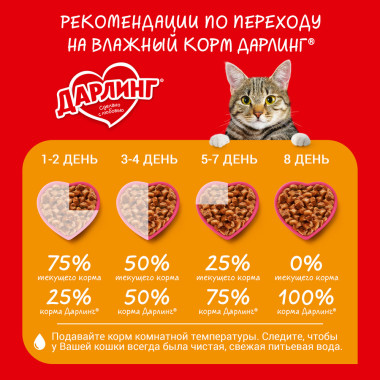 Влажный корм ДАРЛИНГ для взрослых кошек, с ягненком в подливе