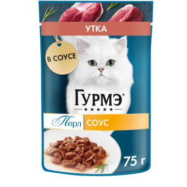 Влажный корм Гурмэ Перл Нежное филе для кошек, с уткой в соусе, Пауч, 75 г