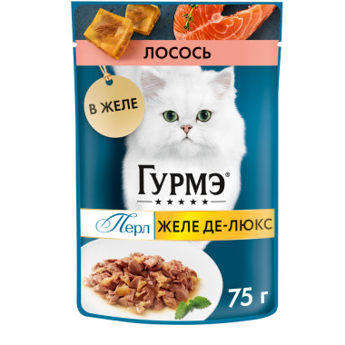 Влажный корм Гурмэ Желе Де-Люкс для кошек, с лососем в роскошном желе 75 г