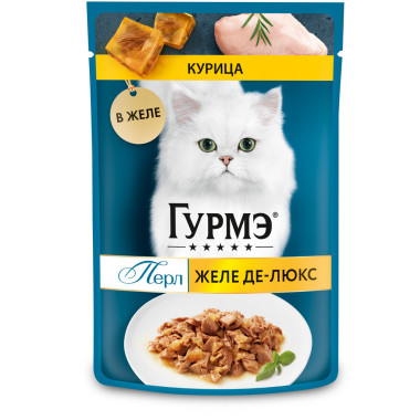 Влажный корм Гурмэ Желе Де-Люкс для кошек, с курицей в роскошном желе 75 г