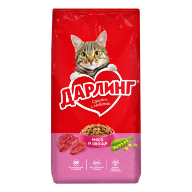 Сухой корм ДАРЛИНГ для взрослых кошек, с мясом и овощами, 15 кг