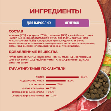 Сухой корм Purina ONE® полнорационный для взрослых собак средних и крупных пород, с высоким содержанием ягненка и рисом