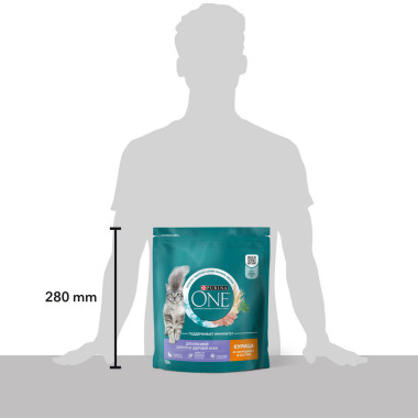 Сухой корм Purina ONE® полнорационный для взрослых кошек для красивой шерсти, здоровой кожи и контроля образования волосяных