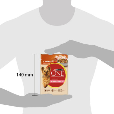 Влажный корм Purina ONE МИНИ Контроль веса, с курицей, коричневым рисом и томатами в подливе