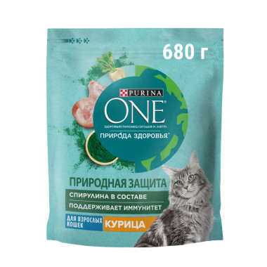 Сухой корм Purina ONE® Природа Здоровья® для взрослых кошек со спирулиной, с высоким содержанием курицы