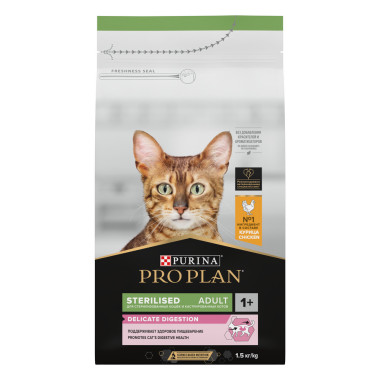 Сухой корм PRO PLAN® для стерилизованных кошек и кастрированных котов старше 1 года, с высоким содержанием курицы