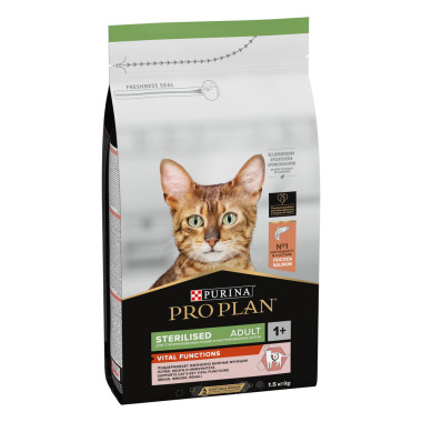Сухой корм PRO PLAN® для взрослых стерилизованных кошек и кастрированных котов, для поддержания органов чувств, с высоким сод