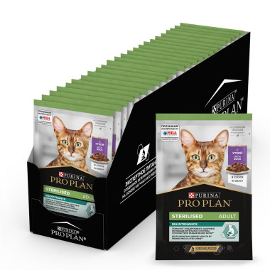 Влажный корм PRO PLAN® Nutri Savour для взрослых стерилизованных кошек и кастрированных котов, с уткой в соусе