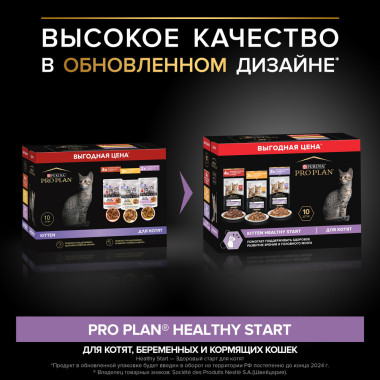 Корм консервированный полнорационный для котят с говядиной в соусе, с индейкой в соусе и вкусные кусочки с курицей в желе