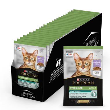 Влажный корм PRO PLAN® Nutri Savour для взрослых стерилизованных кошек и кастрированных котов, вкусные кусочки с индейкой, в