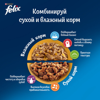 Felix Мясное объедение для взрослых кошек, с курицей