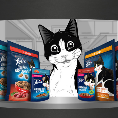 Сухой корм FELIX® Двойная Вкуснятина® для взрослых кошек, с мясом, Пакет, 3 кг