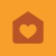 Orange heart and house icon